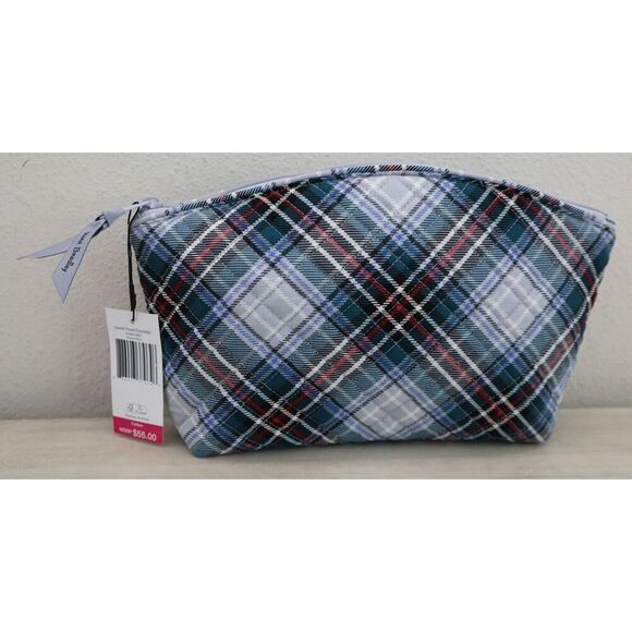 Vera Bradley 27582-17867 Womens Snowy Plaid Cotton Grand Travel Cosmetic Bag - Picture 2 of 3